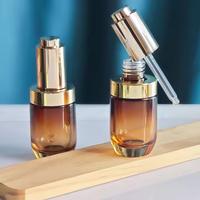 Emballage cosmétique personnalisé, flacon compte-gouttes en verre électro-plaqué de 30 ml avec changement de couleur progressif, pompe à pression, huile essentielle