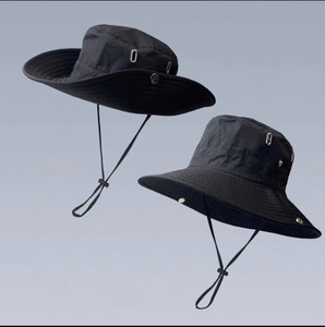 Gorra de pescador ajustable para exteriores, sombreros de Pesca para el sol, sombrero de ala ancha, protección Uv de verano, sombrero de cubo de nailon impermeable en blanco con cuerda - Product Image 3