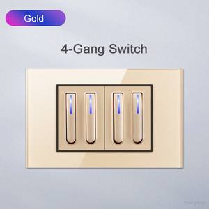 Interrupteur mural à touches de piano en verre, type 118, prise LED EU, 1Gang2Way, bidirectionnel, 110-250V - Product Image 6