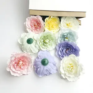 Vente en gros de nouvelles têtes de fleurs de pivoine en soie pour la décoration de gâteaux, fleurs artificielles bon marché - Product Image 1