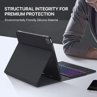 Clavier rétroéclairé BT détachable magnétique pour Redmi Pad Pro 12,1 pouces, avec pavé tactile lumineux 7 couleurs, housse en cuir avec emplacement pour stylet