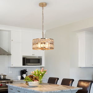 <strong>UK</strong> Warehouse Dropping Modern Iron Crystal <strong>Gold</strong> <strong>Chandelier</strong> Pendant Light for Kitchen Home Hanging - Product Image 1