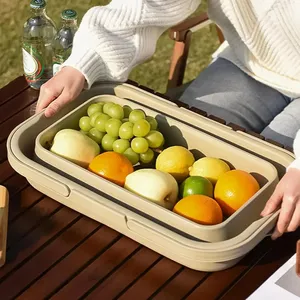 Picknickkorb für draußen faltbarer bequemer Picknickkorb mit Deckel kleiner Tisch große Kapazität multifunktionaler Handkorb Eimer