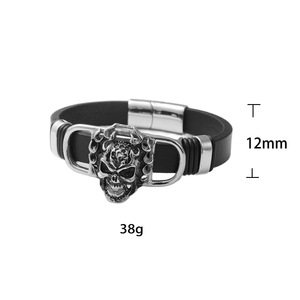 Titanium Steel Skull <b>Bracelet</b> Black Flame Design Fashion <b>Cuff</b> Jewelry Gift - Product Image 5