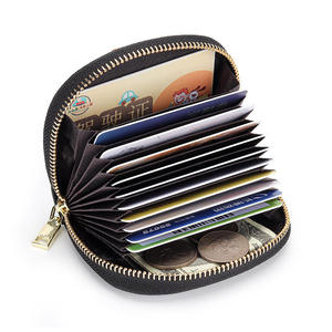 Andong Genuine Cow Leather Small Coin <b>Purse</b> <b>Slim</b> Thin Zipper Card Holder Short Wallet for Women Colorblock Belt <b>Purses</b> Bag - Product Image 6