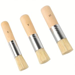 Lot de 3 pinceaux pochoirs en bois avec virole en aluminium, poils naturels purs pour peinture acrylique, à l'huile et aquarelle, certifiés FSC - Product Image 6