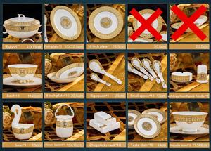 Service de table 60 pièces en céramique, assiettes et bols, pour dîner de mariage, vaisselle de style occidental en porcelaine fine, vente en gros - Product Image 6