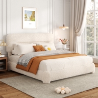 Lit plateforme réglable en velours luxueux sur mesure, cadre en métal, design nuage moderne, tête de lit rembourrée, rangement intégré, durable