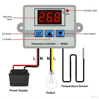 Contrôleur de température numérique LED W3002 12V 24V 110V 220V, thermostat, thermorégulateur, capteur, interrupteur de chauffage et de refroidissement pour réfrigérateur, compteur