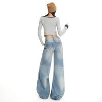 Celana Jeans Wanita Model Longgar Kasual Bahan Katun Denim, Streetwear, Baggy, Bernapas, Ukuran Besar, Model Flare