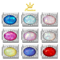 Bracelet à breloques italien en strass, acier inoxydable, modules multicolores, accessoire de bijoux créatif à assembler soi-même