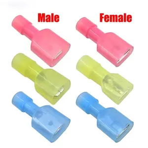 Connecteur de câblage électrique en Nylon isolé, pièces, masculin et féminin, bornes à sertir, broche rouge bleu jaune, MDFN, bornes isolées