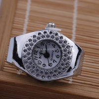POYA unisexe élastique Satin acier bague montre argent placage carré alliage boîtier Quartz Zircon pierre mariage fiançailles fête cadeau
