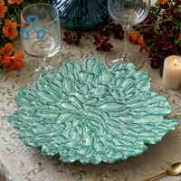 Assiettes de présentation en verre floral vert de luxe Plats durables pour dîner Élégant Ensembles de vaisselle d'assiette de mariage