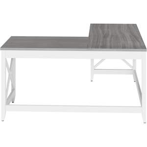 Escritorio en Forma de L Alera Estilo Farmhouse, 58.27" X 58.27" X 29.53", Gris/Blanco, Espacio de Trabajo, Mesa de Computadora de Madera Sólida, Plegable para Hoteles - Product Image 3
