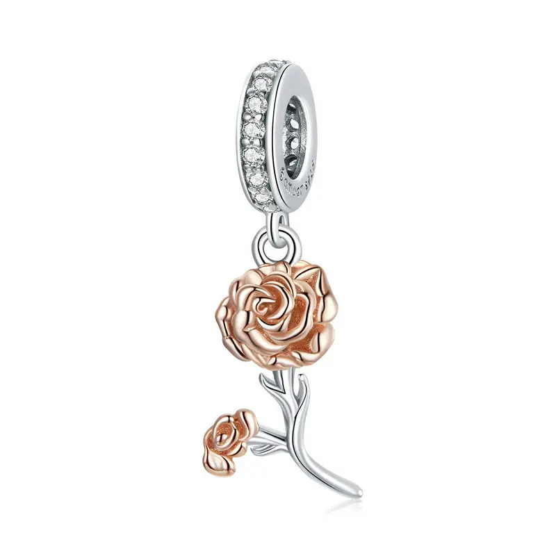 Vintage Rose Flower silver charms Jewelry Women 925 sterling silver charms for Bracelet making