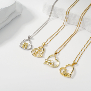 สร้อยคอจี้รูปหัวใจสีเงินสีทองประ<span class=keywords><strong>ด</strong></span>ับเพชรซิร์คอน สำหรับแม่ลูก แม่ลูกชาย แม่ลูกสาว ของขวัญวันแม่ เครื่องประ<span class=keywords><strong>ด</strong></span>ับวันแม่ สร้อยคอแห่งความรัก - Product Image 2
