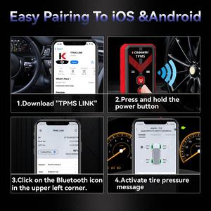 Programador TPMS TK100, Herramienta de Programación de Sensores de Presión de Neumáticos para Sensores KONNWEI TPMSLINK 433Mhz 315Mhz, Compatible con el 95% de los Autos - Product Image 3
