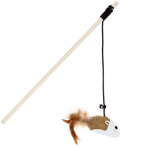 Canne à pêche pour chat, jouet interactif en bois, amusant, avec plumes, pour animaux de compagnie, vente en gros, - Product Image 2