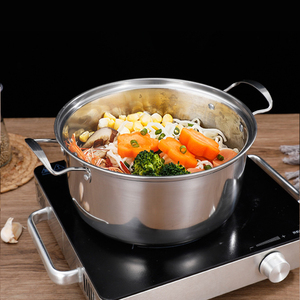Conjunto de Panelas de Aço Inoxidável com Tampa de Vidro 5 Peças Atacado de Fábrica Utensílios de Cozinha Multi Panelas com Duplas Alças - Product Image 6