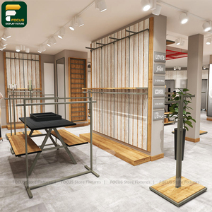 ชั้นวางสินค้าแฟชั่นสมัยใหม่แบบผสมผสานพื้นผิวต่างๆ ตู้แขวนเสื้อผ้า บริเวณจัดแสดงสินค้าแบรนด์ - Product Image 6