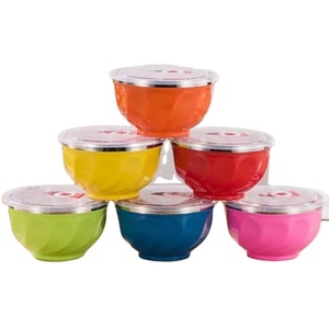 Bols à Mélanger Doubles Couches en Acier Inoxydable, Bols Métalliques <span class=keywords><strong>Color</strong></span>és Qualité Alimentaire pour Enfants, Joli Bol à Riz et Soupe pour la Maison, Cadeau pour Enfants - Product Image 1