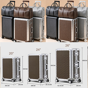 High End All Aluminum Alloy Trolley Cases for Men Women 20inch Carry on Checkered <strong>Suitcase</strong> 24inch Travel Luggage Aluminiowa case - Product Image 5