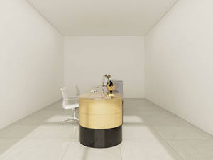 Modern <b>Wood</b> Office Reception <b>Desk</b> with Integrated Storage Cabinets Durable Eco-Friendly Panel Design - Product Image 3