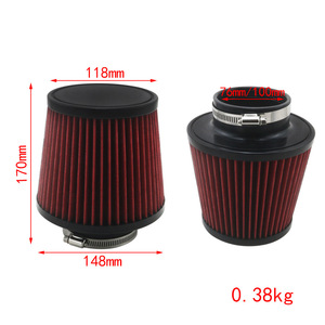 Filtro de Aire Universal para Automóvil de 76 mm y 100 mm de Alto Flujo, Cabeza de Hongo Roja con Abrazadera - Product Image 3