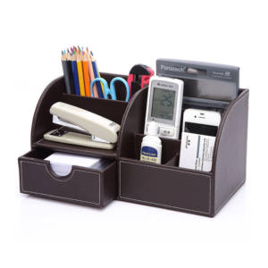 โลโก้ที่กำหนดเองพิมพ์ธุรกิจโรงแรมจัดโต๊ะมัลติฟังก์ชั่หรูหราสีดำหนัง Pu MDF ส่วนบุคคลอุปกรณ์เสริมโต๊ะสำนักงาน - Product Image 2