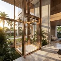 Ascensore Panoramico Quadrato di Lusso in Vetro per Villa a Quito, Estetica Moderna, 2 Piani, Personalizzato, Elevata Stabilità, Ascensore Domestico per Villa