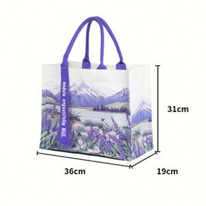 Sac fourre-tout en toile et jute blanc Huahao personnalisé avec poche et logo imprimé, réutilisable pour les voyages ou comme cadeau - Product Image 5