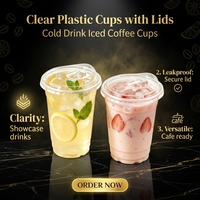 Gobelet en plastique PET transparent de 12 oz, 92 mm, gobelet jetable pour boissons froides avec couvercle