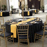 Nappes Rondes de Luxe Unies Blanches et Noires en Polyester 120" / 132" Pouces pour Mariages, Fêtes et Banquets