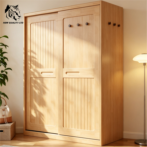factory wholesale low price customize large stock ready to ship <b>clothes</b> cabinet new design bedroom furniture wood slide wardrobe - Product Image 4