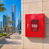 Armoire à enrouleur de tuyau d'incendie certifiée FM CE CPR, robuste, en acier rouge, pour les projets d'infrastructure en Arabie Saoudite