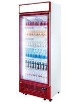 Réfrigérateur-congélateur commercial vertical 600L à porte vitrée, refroidissement par air, pour boissons, idéal pour les magasins de proximité
