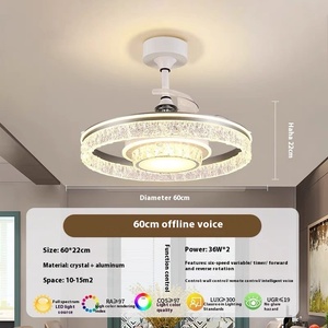 Phong Cách Hiện Đại Tích Hợp Trần LED Chiếu Sáng Fan Hâm Mộ Ăn Uống & Phòng Khách Cảm Giác Tiên Tiến Ice Crack Với Hộ Gia Đình Phong Cách - Product Image 6