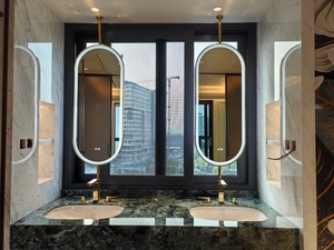 Moderno marco redondo inteligente LED <span class=keywords><strong>baño</strong></span> gabinete <span class=keywords><strong>espejo</strong></span> pantalla táctil tocador luces moda <span class=keywords><strong>baño</strong></span> <span class=keywords><strong>espejo</strong></span> <span class=keywords><strong>luz</strong></span> para tocador moderno - Product Image 5