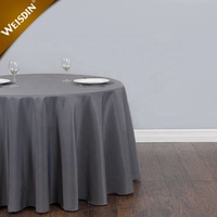 Nappe ronde de luxe 132 cm en polyester blanc pour mariage, nappe ronde premium 120 pouces pour restaurant, 100 % polyester uni