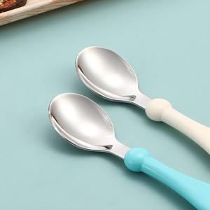 Juego de cubiertos de acero inoxidable 304, tenedor y cuchara de dibujos animados para niños, cuchara para comer para bebés, tenedor para postre, cuchara portátil para alimentación. - Product Image 4
