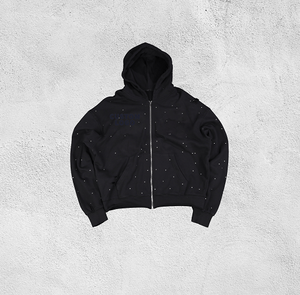 Sudaderas personalizadas de alta calidad para hombre, Jersey de algodón a la moda con diamantes de imitación coloridos, bordado con cremallera - Product Image 3