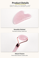 Rouleau facial et ensemble Gua Sha en quartz rose naturel, outils de massage en cristal rose pour le visage, le corps et le dos, instrument de soin de la peau