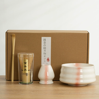 Ensemble de bols à matcha en céramique au design Japandi, vente chaude, fouet en bambou rose de haute qualité, vente en gros, charme