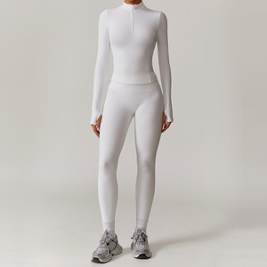 Gran oferta, traje de Yoga acanalado de 5 piezas para mujer, conjunto de Yoga deportivo de manga larga para correr al aire libre, conjuntos de chándal deportivo para gimnasio - Product Image 2