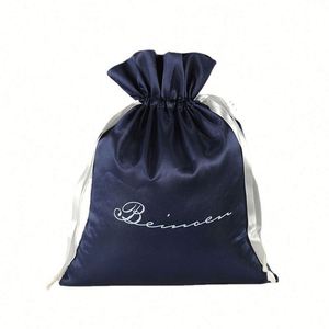 Sacs cadeaux en satin à cordon de serrage en soie pour le stockage de perruques, vente en gros, avec logo - Product Image 3
