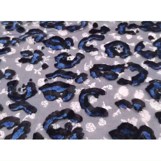 Nuovo Disegno di Nylon Viscosa tessuto del leopardo doppia stampa burnout tessuto per la moda per il vestito