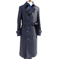 Manteau d'automne pour hommes de haute qualité marine foncé Long polyester coton Trench pardessus avec ceinture à Double boutonnage nouveau Design Long