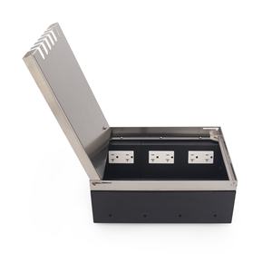 Recessed Stainless Steel Cover Audio Visual Floor Box with <b>XLR</b> <b>Microphone</b> and Earphone Connectors - Product Image 4