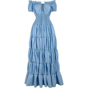 Abito da donna rinascimentale irlandese con spalle scoperte abito da contadino medievale Costume da pirata Wench abito retrò abito lungo con vita Smocked - Product Image 5